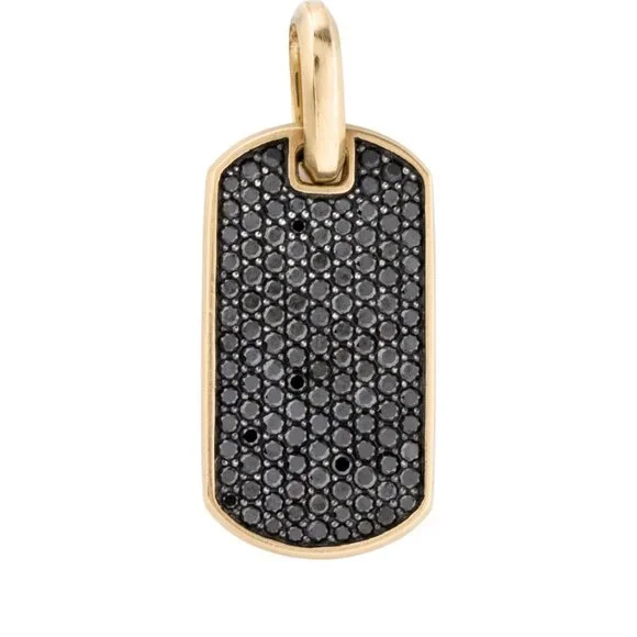 DAVID YURMAN 18K 750 YELLOW GOLD DIAMOND CHEVRON TAG PENDANT